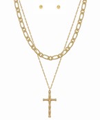  2 Layer Cross Pendant Necklace