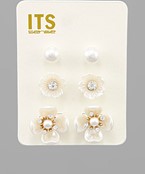  Pearl Flower Earrings Set