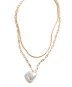  Pearly Heart 2 Layered Necklace