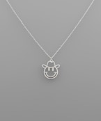 Brass Cut Out Cowboy Smile Necklace