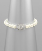  Oval Crystal Pearl Ball Bracelet