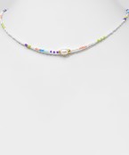  Seed Bead Pearl Accent Choker
