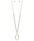  Leaf Pendant Wood Chain Necklace