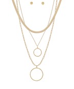  Multi Layered Necklace with Double Circle Pendant