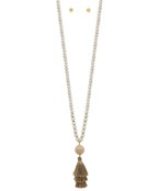  Wood Bead & Tassel Necklace