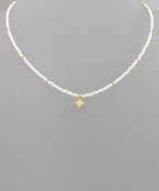  Two Cut Beads Starburst Charm Necklace