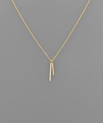  Crystal Accent Double Bar Pendant Necklace