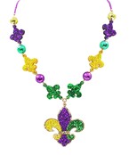  Mardi Gras Glitter Fleur De Lis Necklace