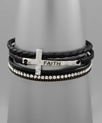  Faith Cross Leather Bracelet