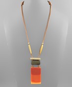  Wood & Resin Rectangle Necklace