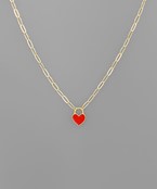  Color Heart Lock Chain Necklace