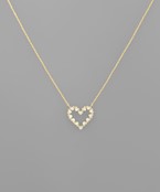  Pave Outline Heart Necklace