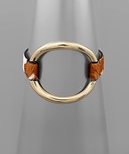  Oval Outline & Cow Print Leather Bracelet