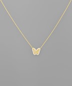  Brass Textured Butterfly Necklace