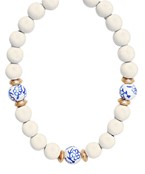  Chinoiserie & Wood Ball Necklace