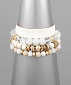  Cowhide Leather & Multi Bead Bracelet
