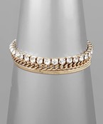  Crystal & 3 Row Chain Bracelet