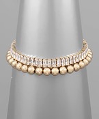  Baguette Crystal & Ball Bead Bracelet