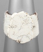  Round Stone & Cowhide Bracelet