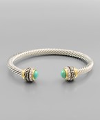  Crystal & Stone Roped Pattern Cable Cuff