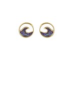  Wave Abalone Circle Earrings