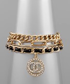  Chain Wrapped Crystal Bracelet Set 