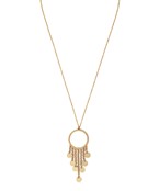  Circle & Chain Drop Disk Pendant Necklace