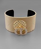  2 Half Oval Dangle Leather Cuff