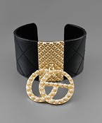 2 Pearl Circle & Leather Cuff