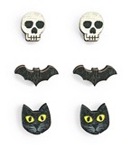  Skull & Bat Earring Set