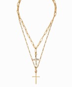  Pave Cross Pendant Necklace Set