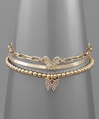  Butterfly & Multi Chain Bracelet Set