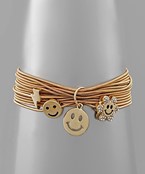  2 Smile Face & Charm Spring Wire Bracelet
