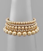  5 Row Metal Ball & Rhinestone Bracelet