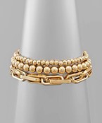  3 Row Metal Ball & Link Bracelet