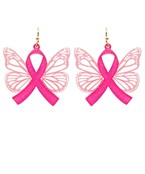  Pink Ribbon Butterfly Earrings