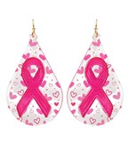  Pink Ribbon Teardrop Earrings