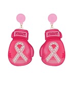  Pink Ribbon Boxing Gloves Earrings