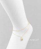  CZ Lock Charm Layer Anklet