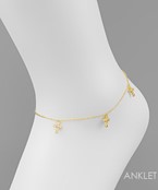  CZ Cross Charms Anklet