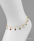  Multi Color Bead Charm Anklet