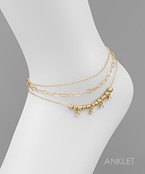  Metal Bead 3 Layer Chain Anklet