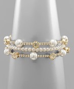  Crystal & Pearl Beaded Layer Bracelet