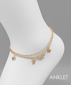  Butterfly Charm 3 Layer Anklet
