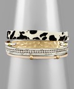  Texured Bar & Animal Print Bracelet
