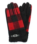  Buffalo Plaid Sherpa Cuff Gloves