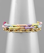 Acrylic & Metal Link Bracelet Set