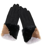  Color Block Faux Fur Trim Gloves