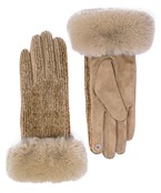  Faux Fur Trim Chenille Gloves
