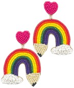  Beaded Rainbow Pencil Earrings